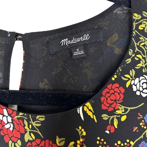 MADEWELL Sheer-Sleeve Ruffle Peplum Top in Finch Floral - Picture 10 of 13